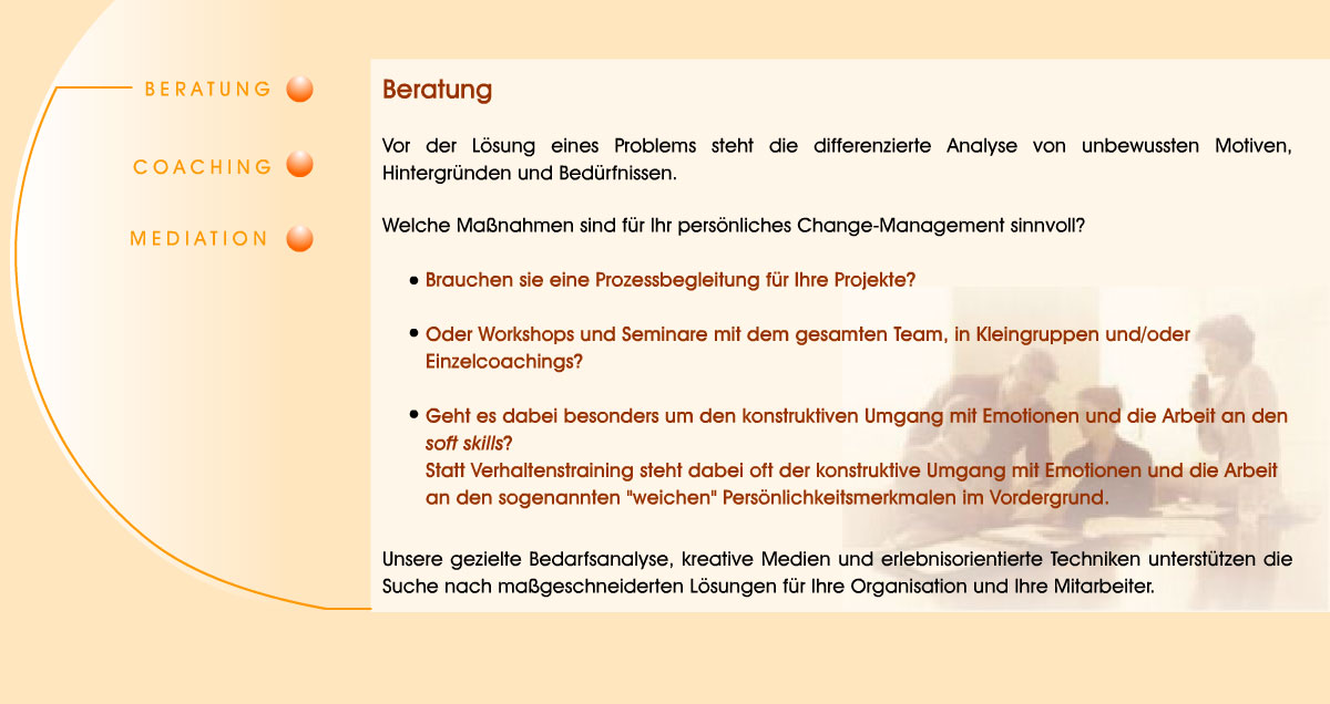 Inhalt der Seite Beratung