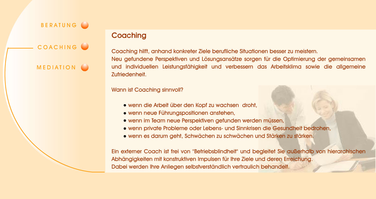 Inhalt der Seite Coaching